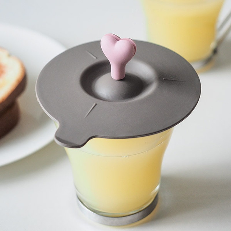 모노그레이 하트 실리콘 머그컵 뚜껑 컵덮개